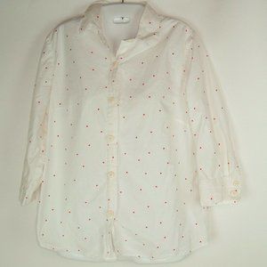 RUBY RD Polkadot button front Top White Pink 10